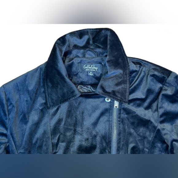 NWT CoffeeShop Black Velvet Moto Jacket with Front Zipper & Zipped Pockets, M - Picture 9 of 15